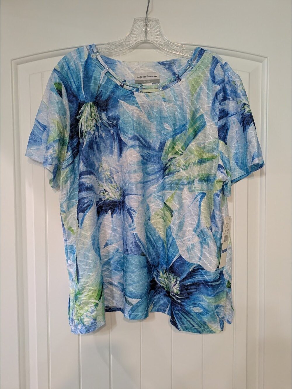 Alfred Dunner Watercolor Beaded Collar Top – Size PXL – NWT
